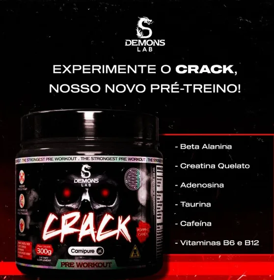 Imagem promocional do pré-treino Crack, enviada pela academia